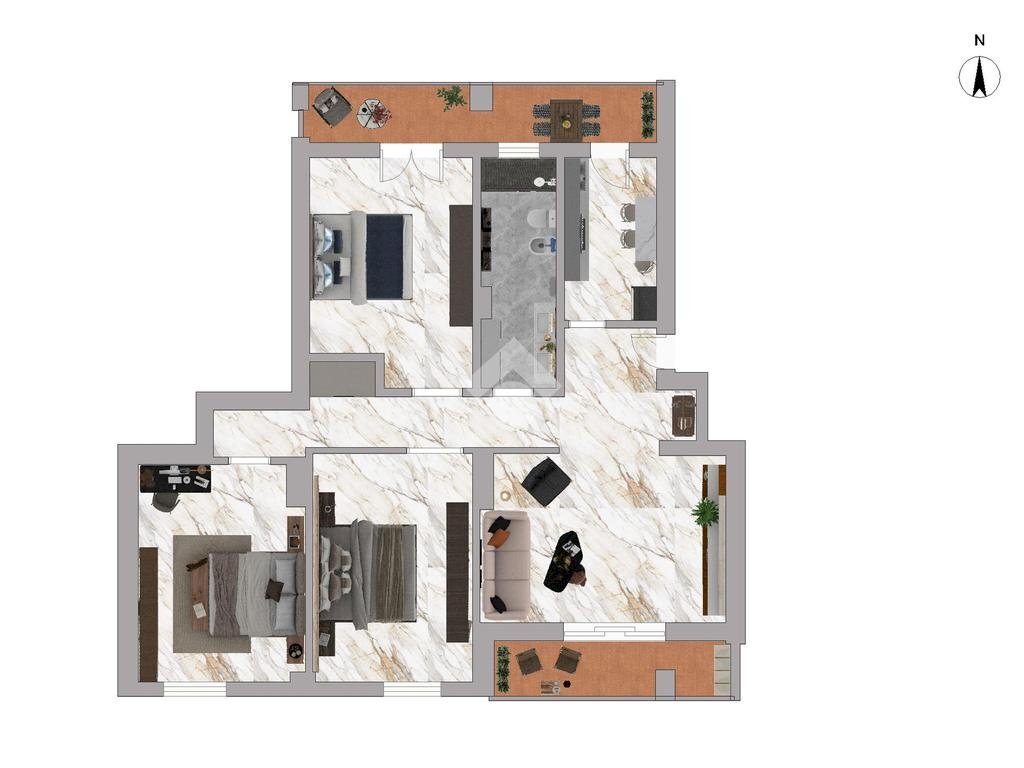 Quadrilocale Via Rimini, Milano (zona Moncucco) - planimetria 1