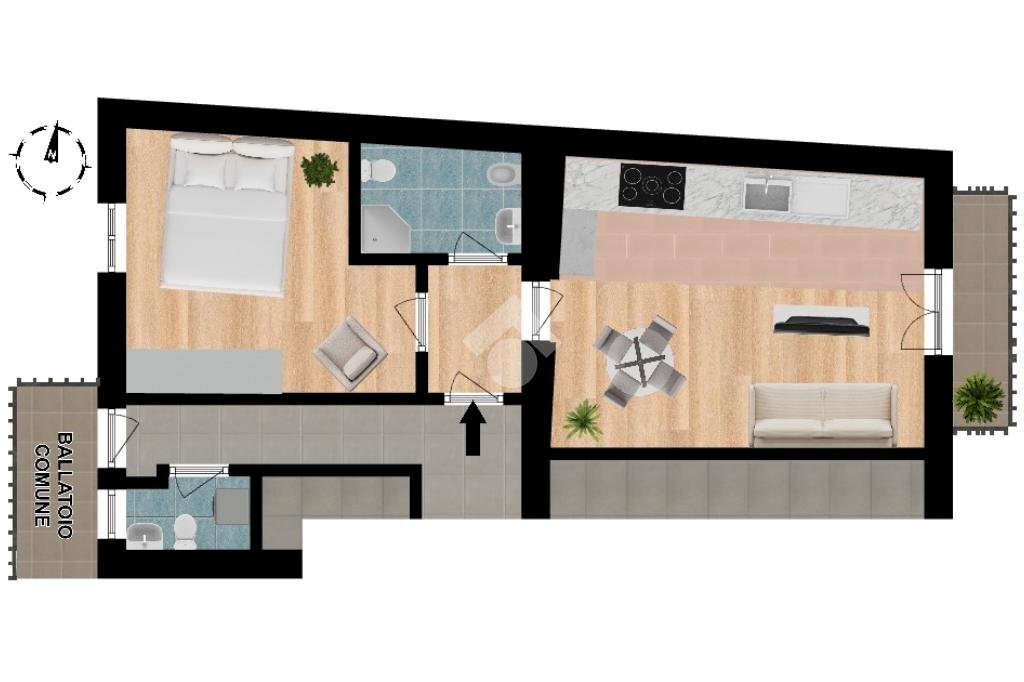 Two-room apartment Via dei missaglia, Milano (neighborhood Chiesa Rossa) - floor plans 1