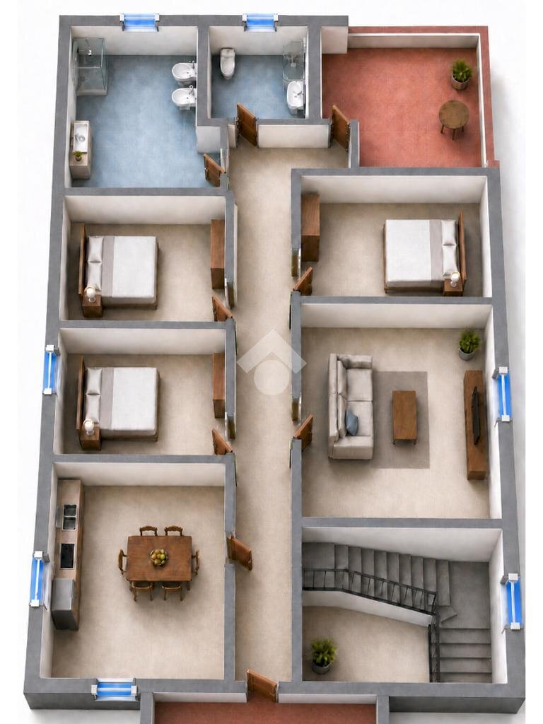 Portion of a house Via Giuseppe Mazzatinti, Forlì - floor plans 1