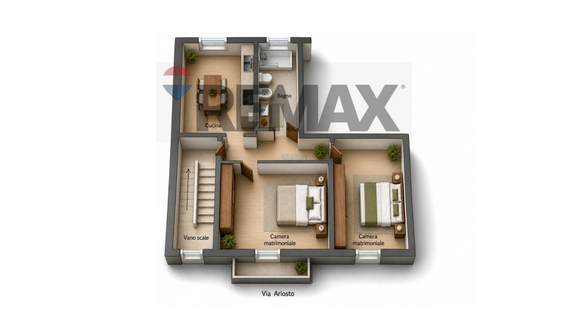 Pianta 3D - Four-room apartment via ariosto
 
33, Venezia - floor plans 1