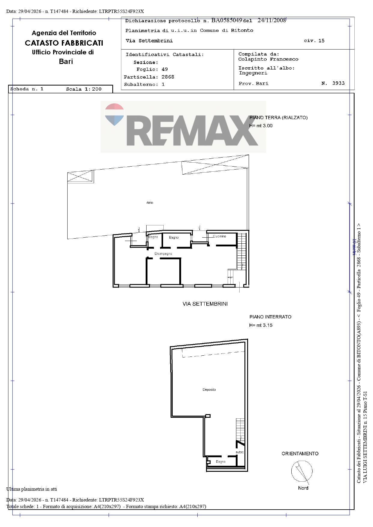 Pianta 2D - Three-room apartment Via Luigi Settembrini
 
15, Bitonto - floor plans 1