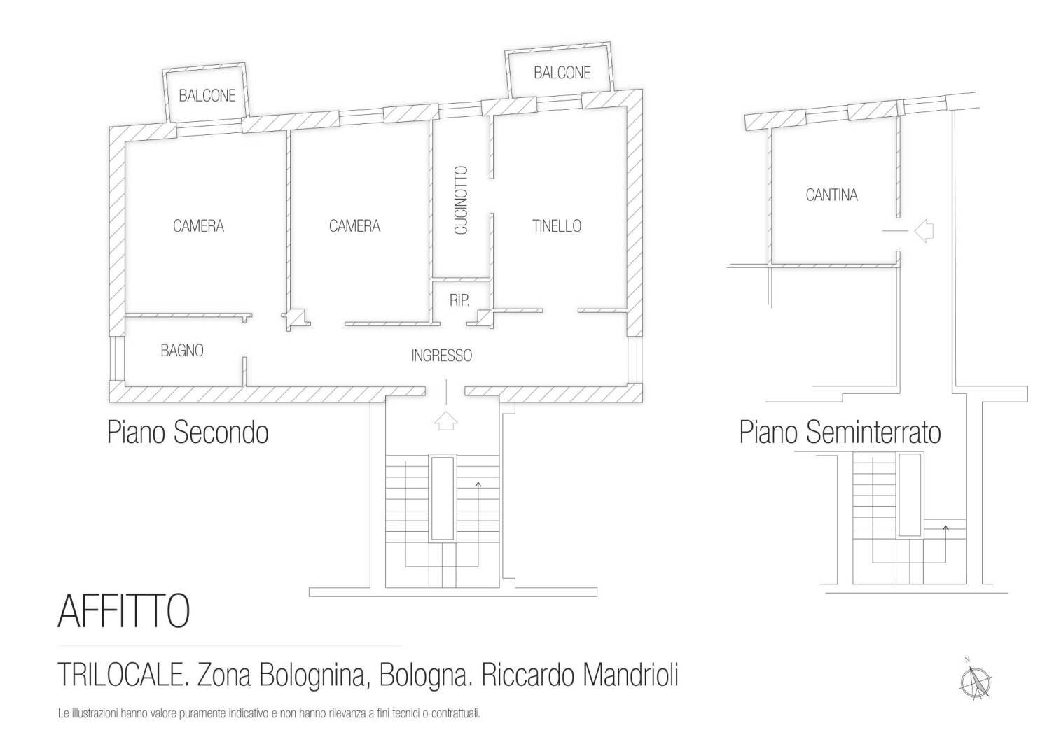 Three-room apartment via Carlo Cignani, Bologna (neighborhood Bolognina) - floor plans 1