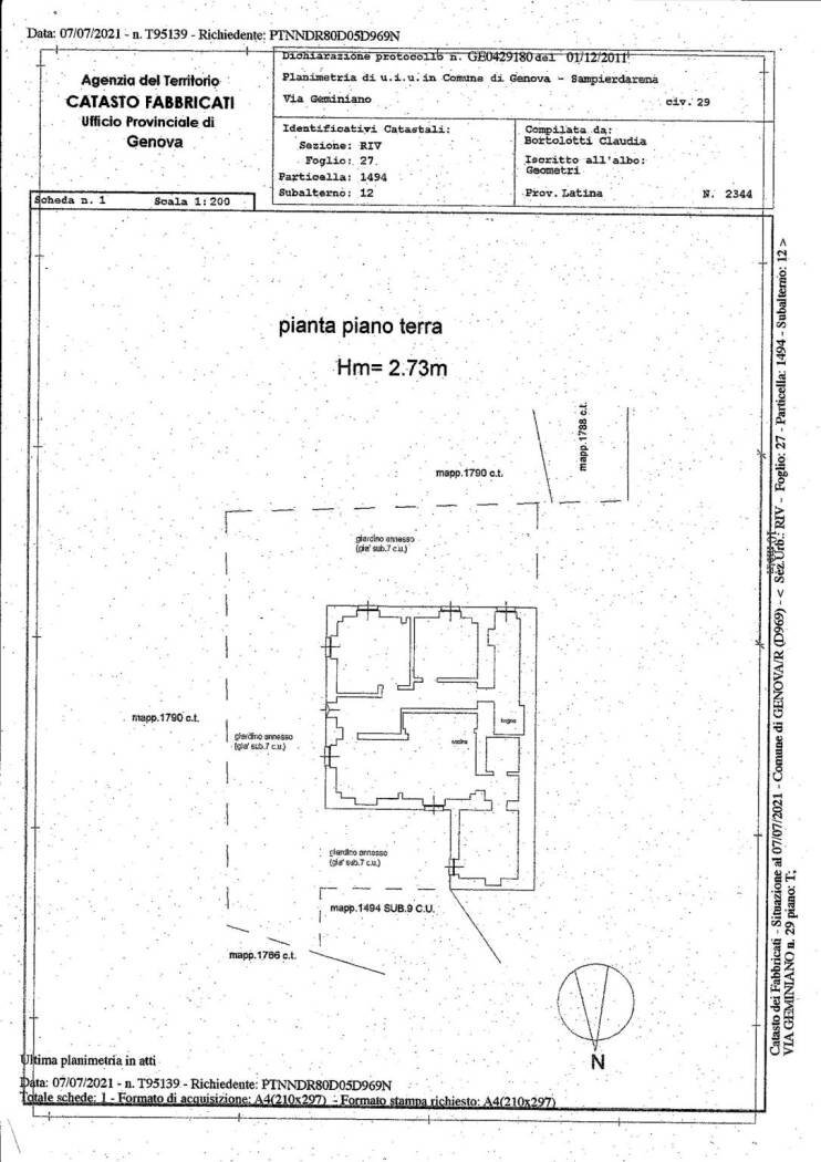 Quadrilocale Genova (zona Bolzaneto) - planimetria 1