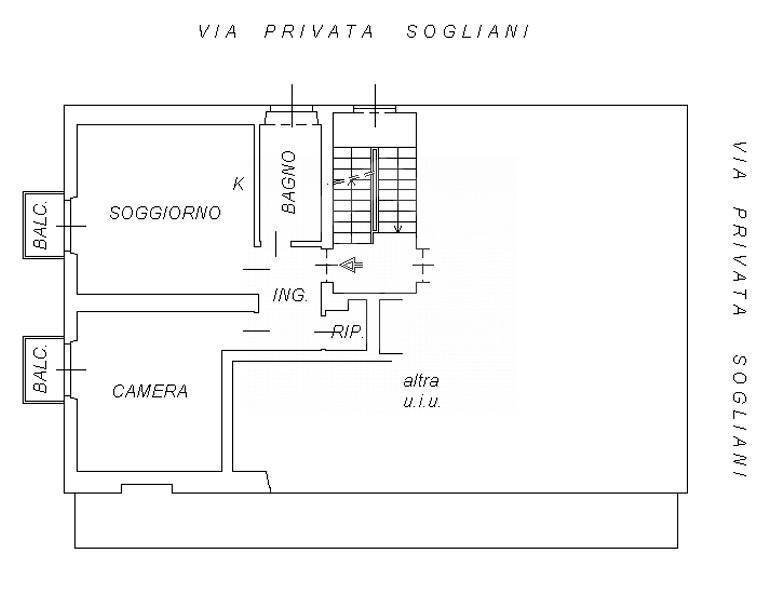 APPARTAMENTO - Two-room apartment Via Sogliani
 
3, Opera - floor plans 1
