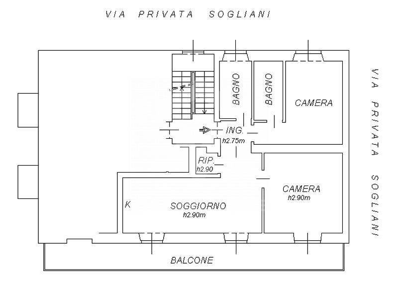 APPARTAMENTO - Three-room apartment Via Sogliani
 
3, Opera - floor plans 1