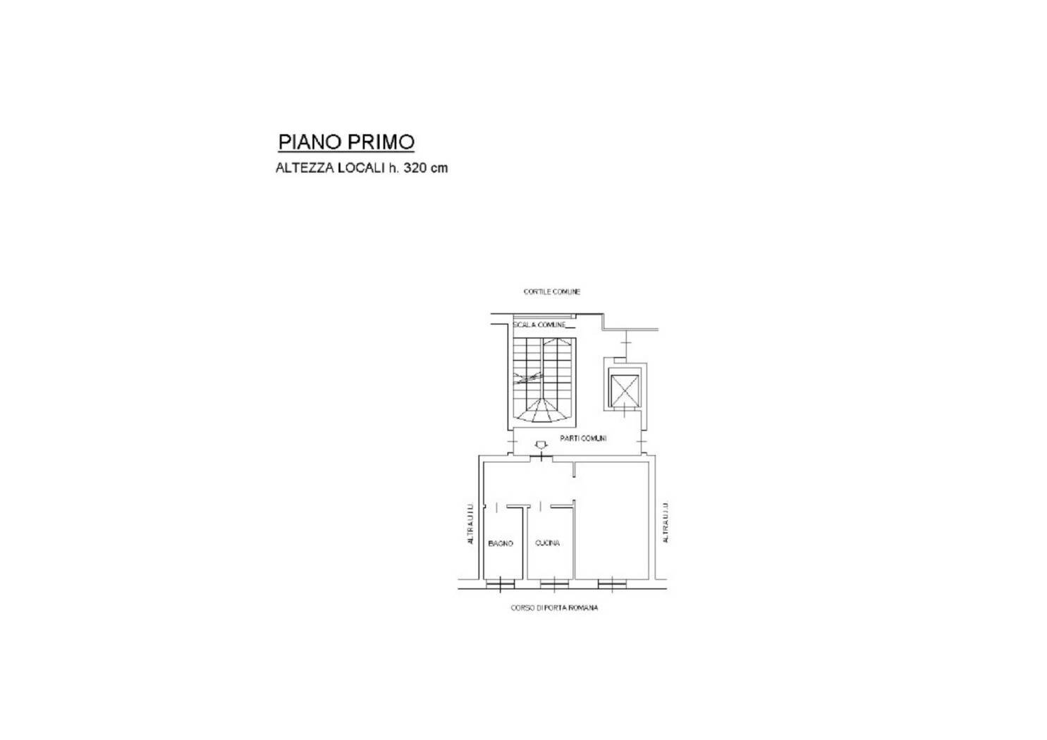 Two-room apartment corso di Porta Romana, 96, Milano (neighborhood Ticinese) - floor plans 1
