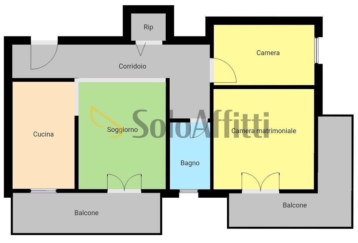 Planimetria a scopo illustrativo.jpg - Three-room apartment Via Fratelli Lingiardi 4, Pavia - floor plans 1