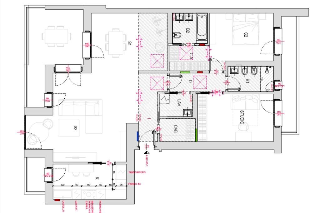 Four-room apartment Via 25 Novembre, Basiglio - floor plans 1