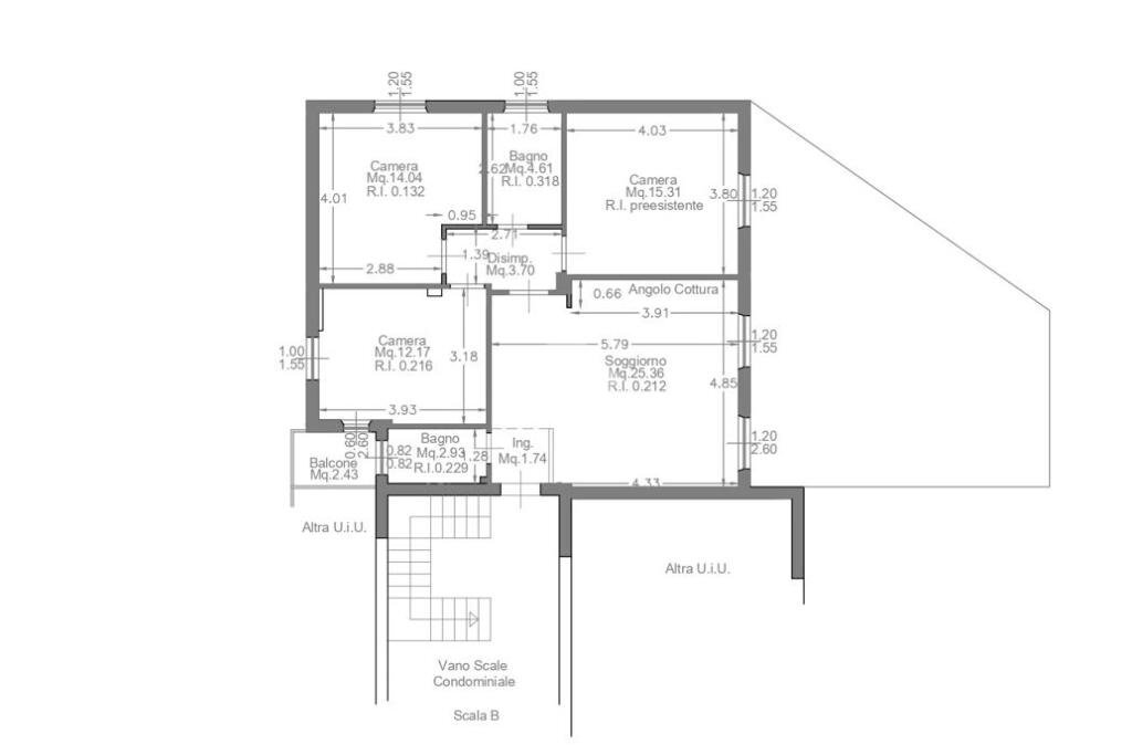 Four-room apartment Via Pasquale Galluppi, Parma (neighborhood Montanara) - floor plans 1