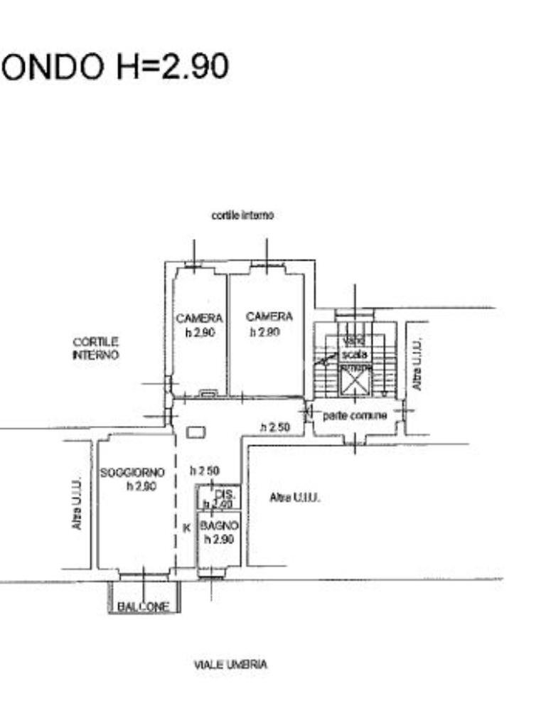 Trilocale Viale Umbria, Milano - planimetria 1