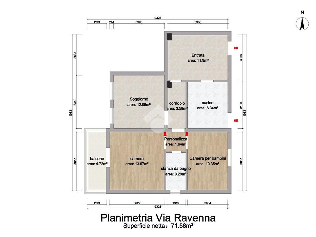 Three-room apartment Zona San Giorgio, Ferrara - floor plans 1