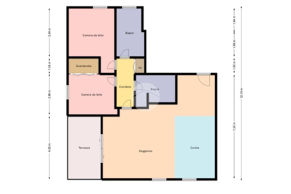 Three-room apartment via don puglisi, Peschiera Borromeo - floor plans 1