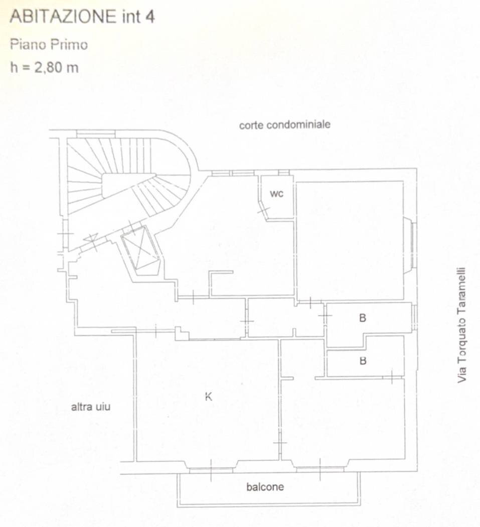 Quadrilocale via Torquato Taramelli, 5, Roma - planimetria 1