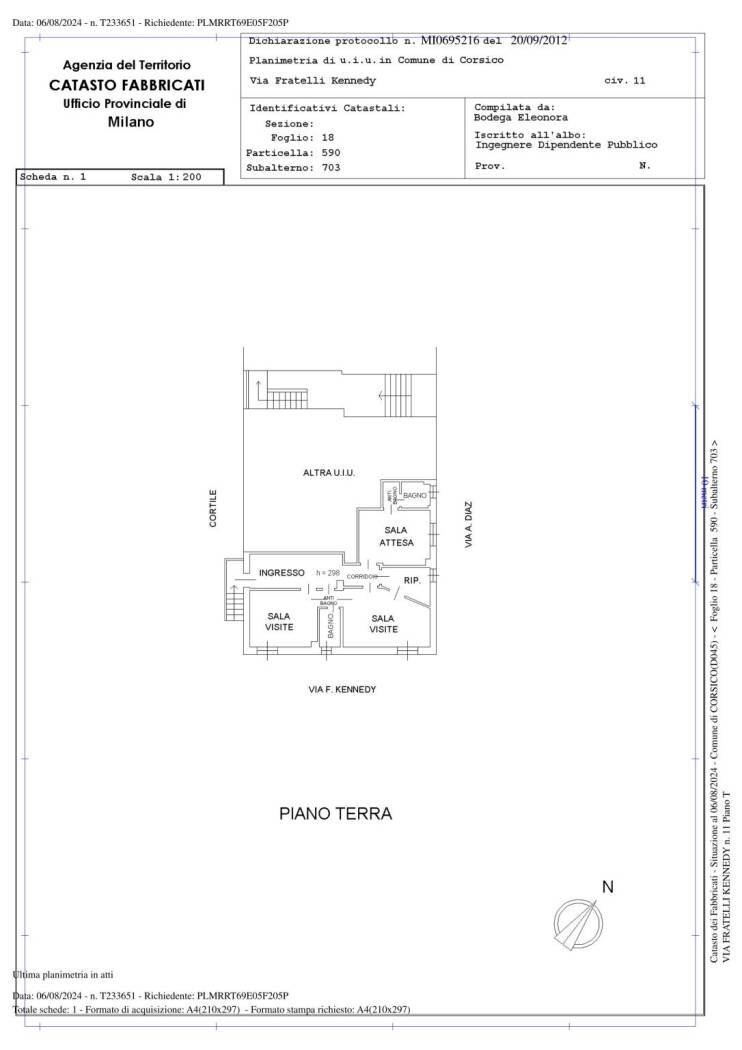 Trilocale via Fratelli John e Robert Kennedy, Corsico - planimetria 1