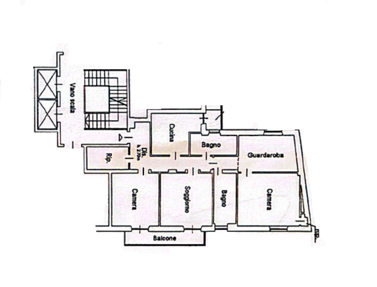 plan appartamento - Trilocale via Martin Piaggio, Genova - planimetria 1