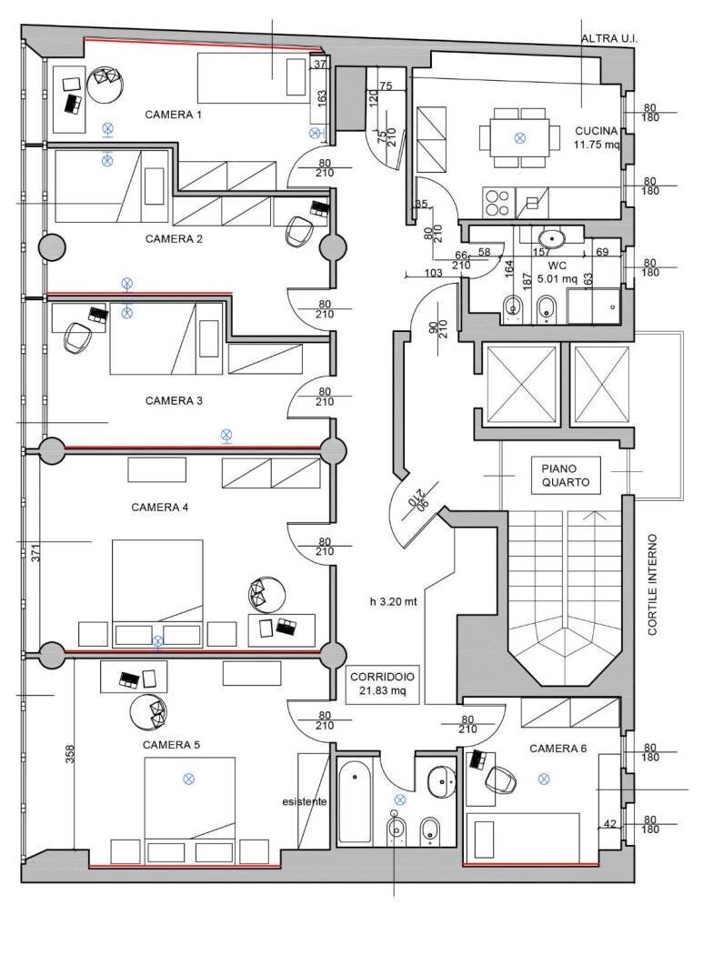 Non-buildable land via Cusani, 8, Milano (neighborhood Brera) - floor plans 1