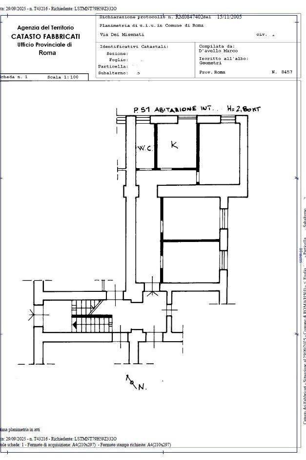 Three-room apartment viale dei Misenati, Roma (neighborhood Lido di Ostia) - floor plans 1