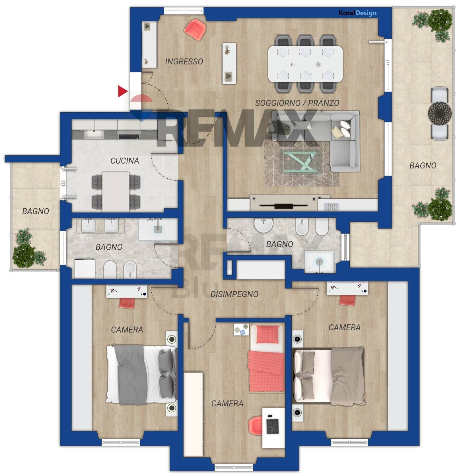 Pianta 2D - Four-room apartment via Tagliamento
 
16, Mentana - floor plans 1