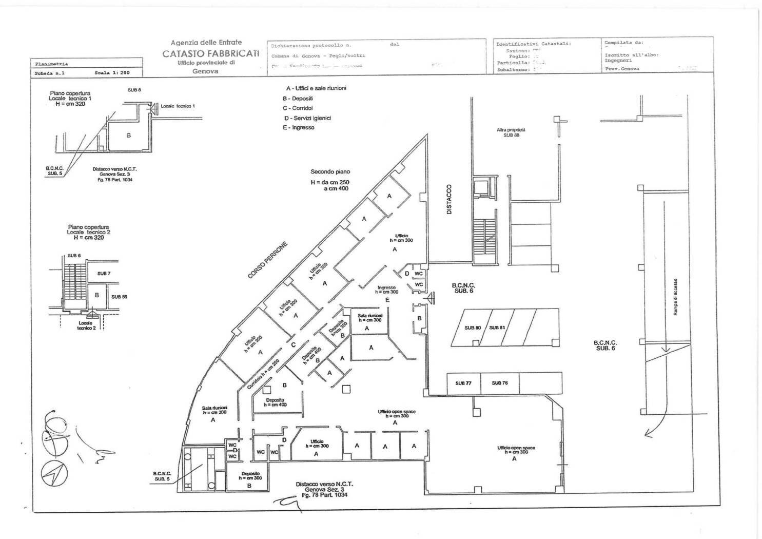 Ufficio corso Ferdinando Maria Perrone, Genova (zona Cornigliano) - planimetria 1