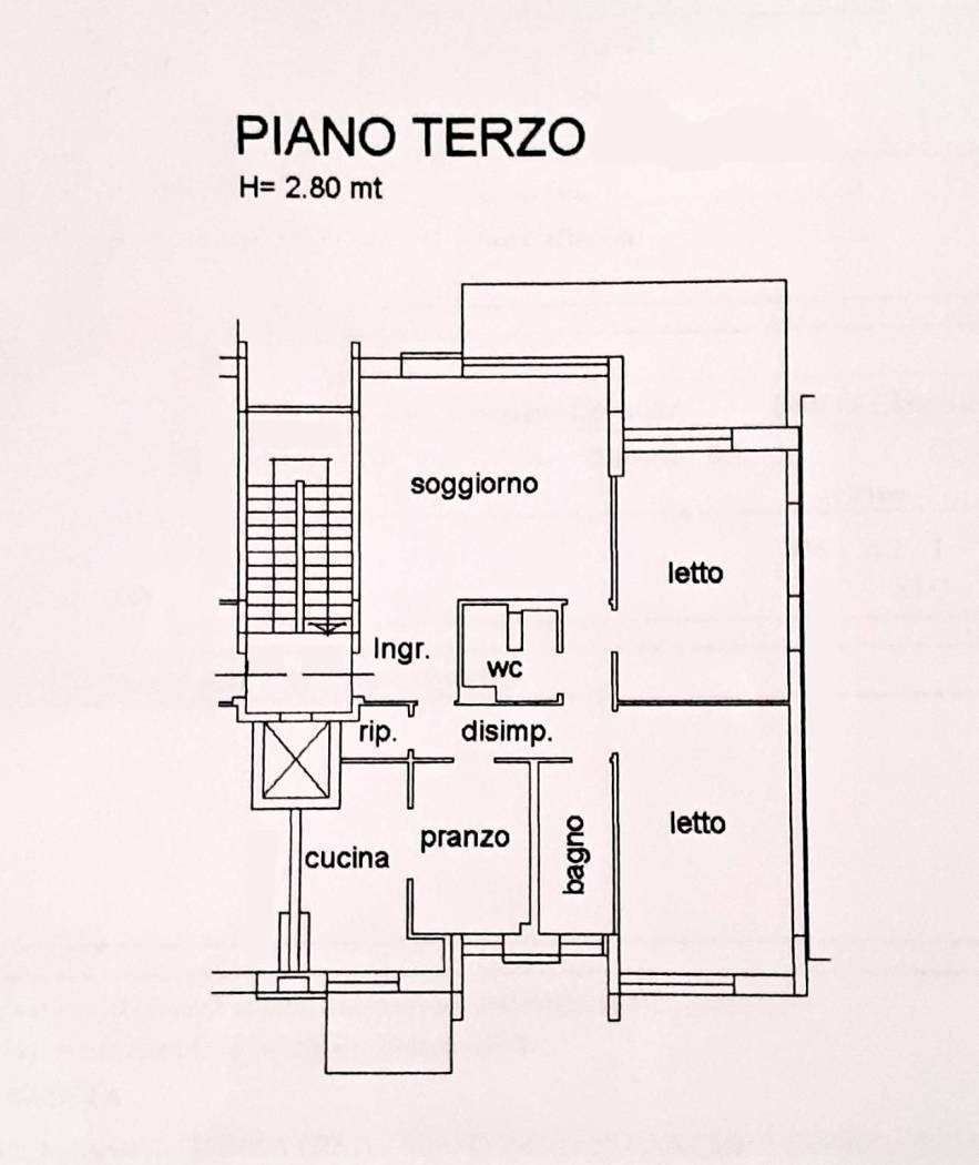 Trilocale via Tommaso Arcidiacono, Roma (zona Fonte Meravigliosa) - planimetria 1