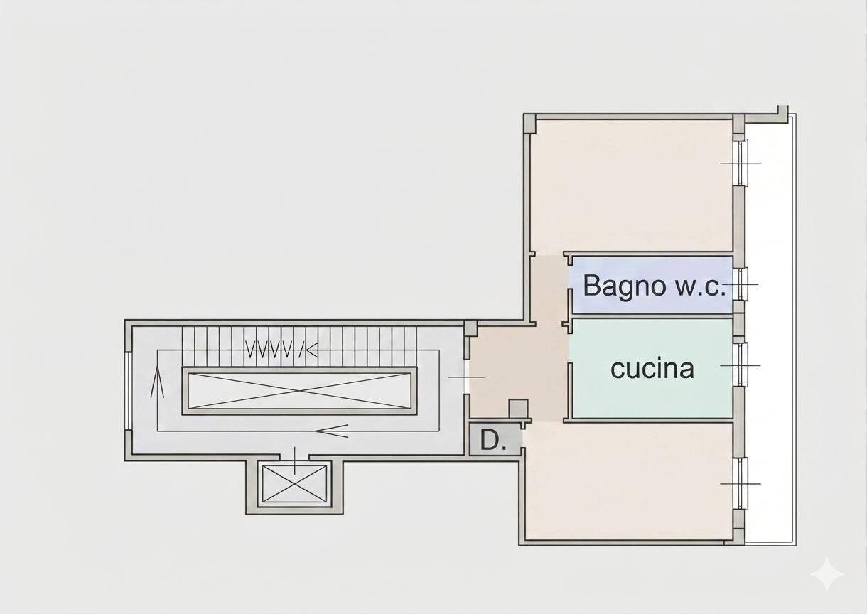 Bilocale via Isola del Vescovo, Genova (zona Molassana) - planimetria 1