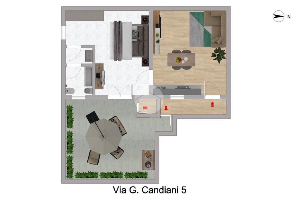 Two-room apartment Via Giuseppe Candiani, Milano (neighborhood Dergano) - floor plans 1