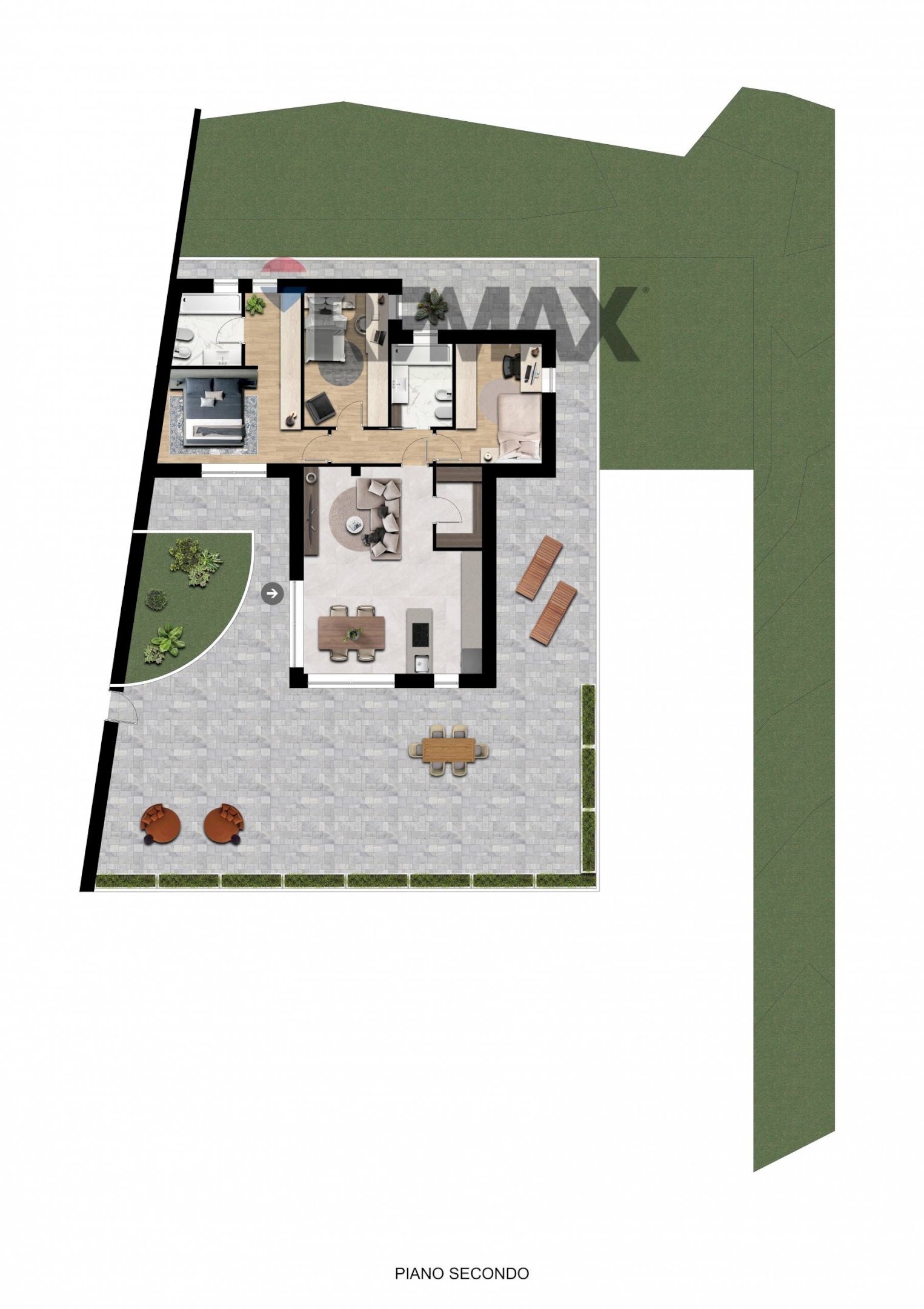 Pianta 2D - Four-room apartment Via 8 Marzo, Ponteranica - floor plans 1