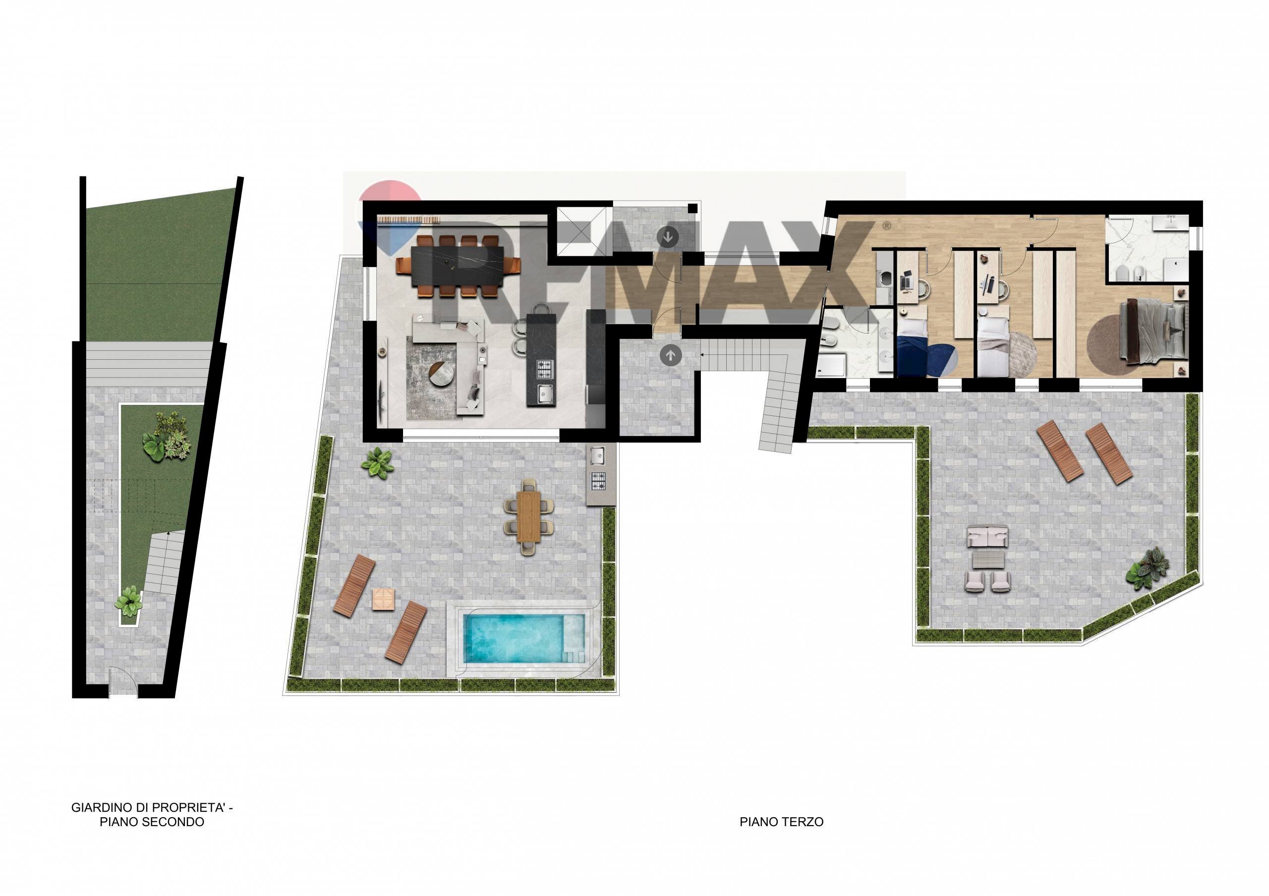 Pianta 2D - Four-room apartment Via 8 Marzo, Ponteranica - floor plans 1