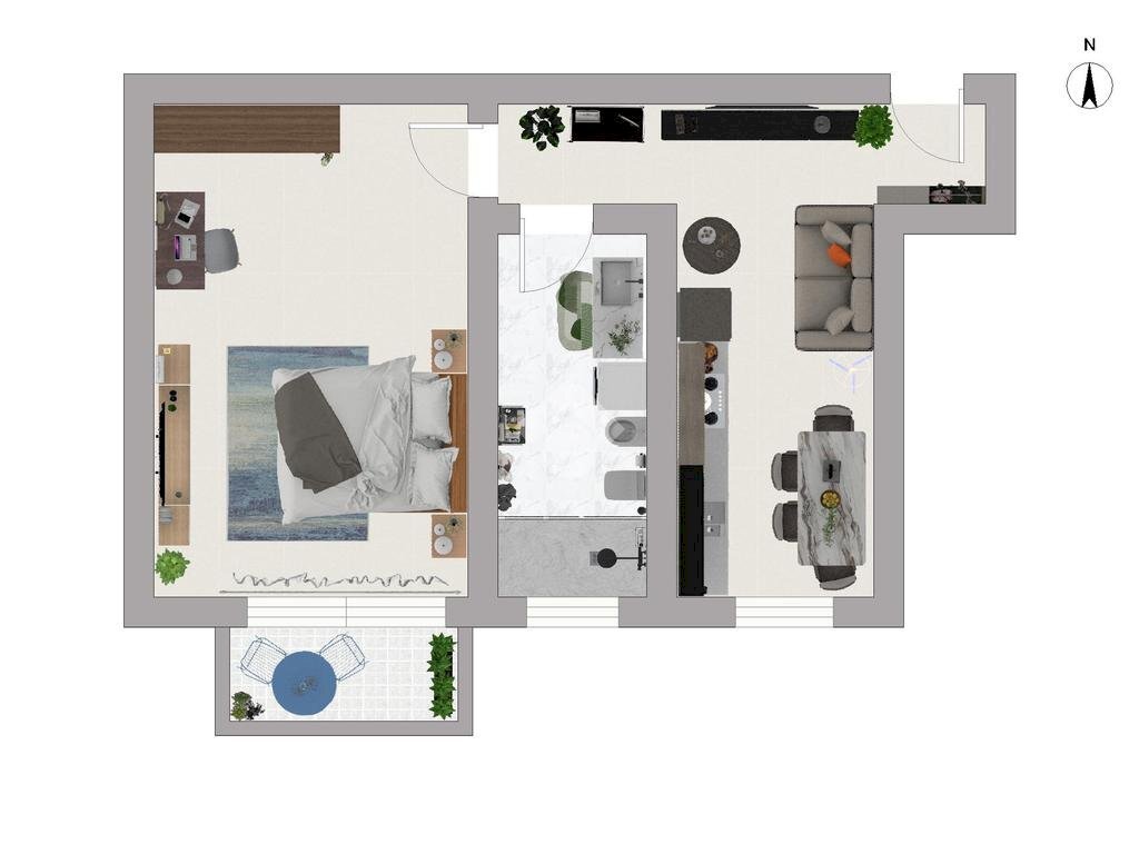 Two-room apartment Via Derna, Paderno Dugnano - floor plans 1