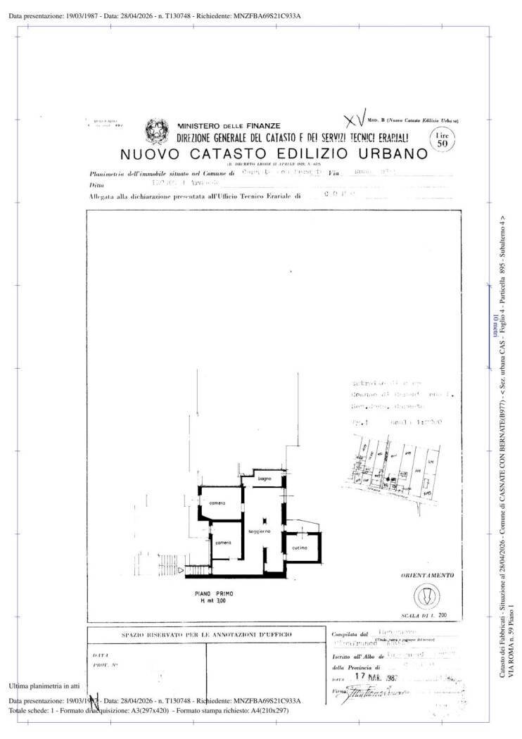 Three-room apartment via Fratelli Rosselli, 2, Casnate con Bernate - floor plans 1