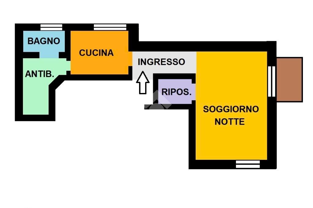 Monolocale Via Cecchi, Milano (zona Washington) - planimetria 1