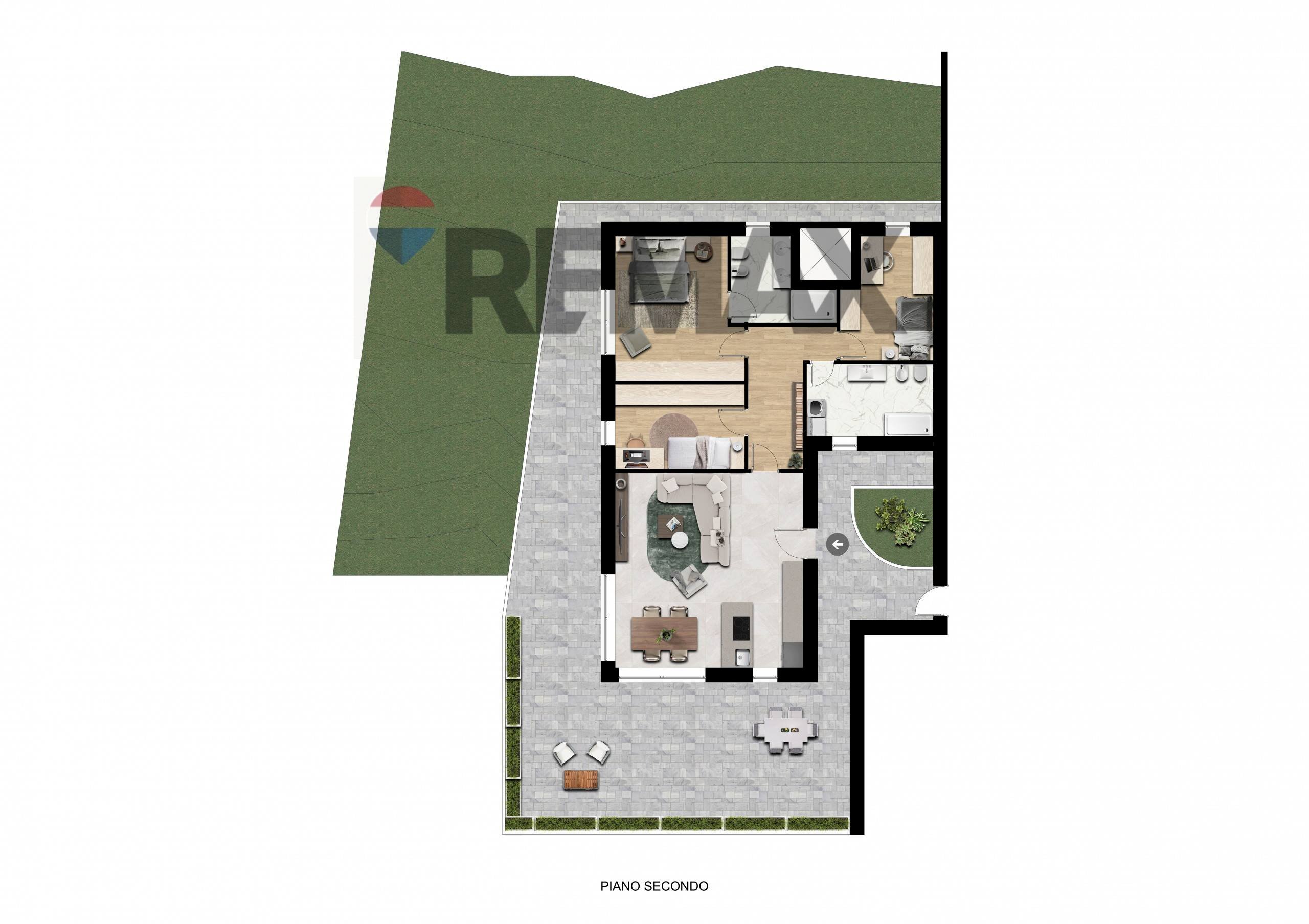 Pianta 2D - Four-room apartment Via 8 Marzo, Ponteranica - floor plans 1