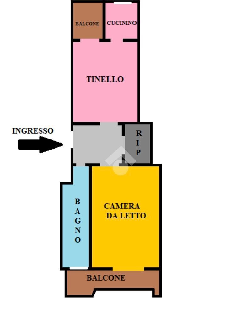 Two-room apartment Corso vercelli, Torino (neighborhood Rebaudengo) - floor plans 1
