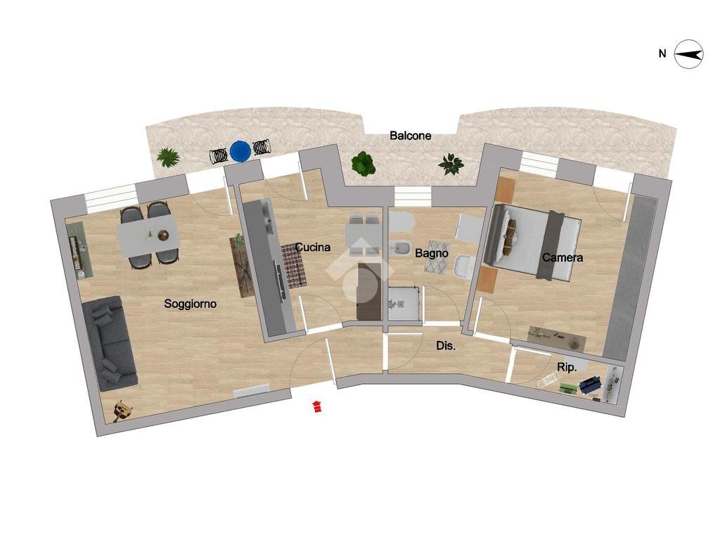 Two-room apartment Via candoglia, Milano (neighborhood Dergano) - floor plans 1
