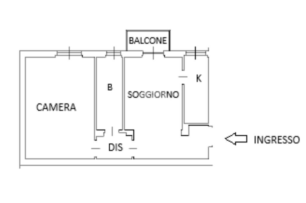 Two-room apartment Via Padulli, Milano (neighborhood Bande Nere) - floor plans 1