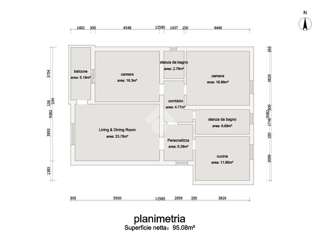 Trilocale Viale XVII Novembre, Ferrara - planimetria 1