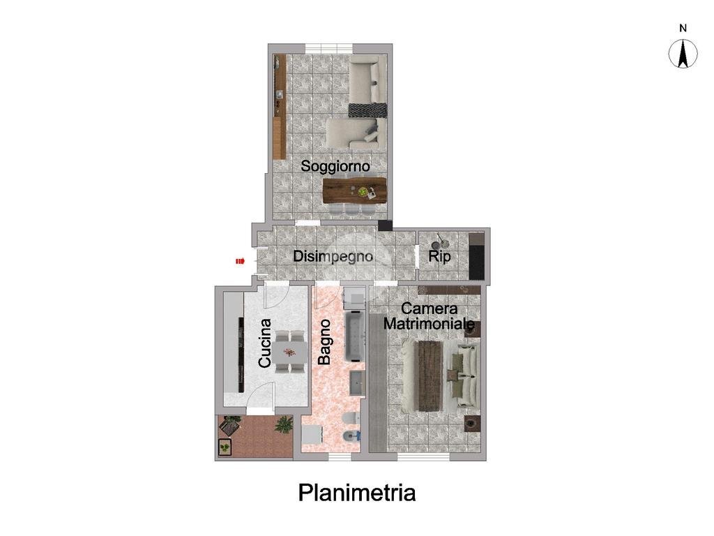 Two-room apartment Via Monte Sabotino, Bollate - floor plans 1