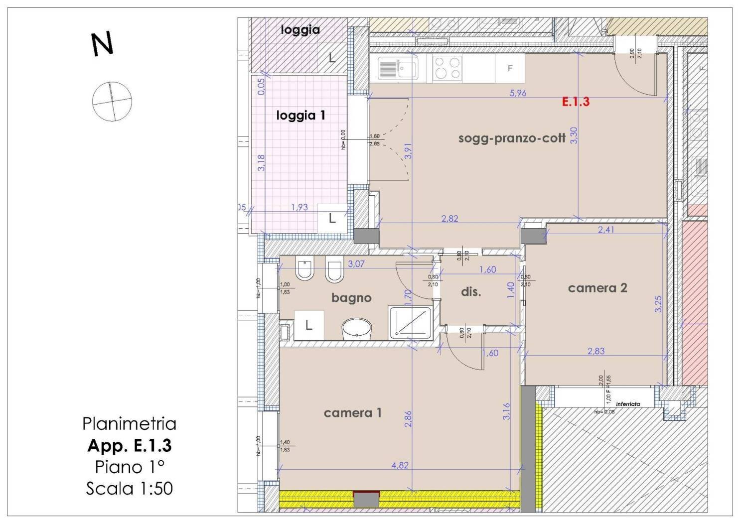 Trilocale Bologna (zona Irnerio) - planimetria 1