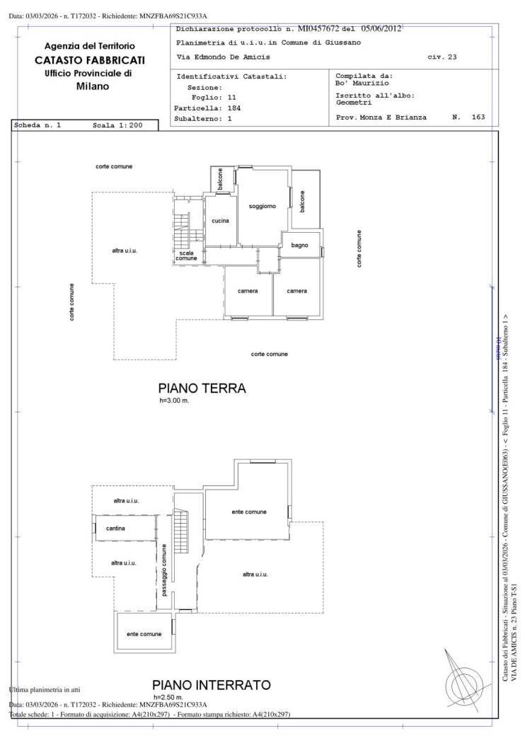 Trilocale via Edmondo De Amicis, 23, Giussano - planimetria 1