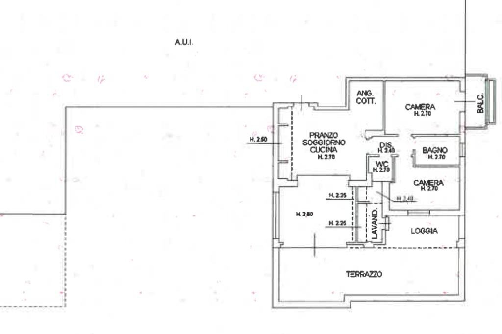 Three-room apartment Via Umberto Giordano, San Mauro Pascoli - floor plans 1