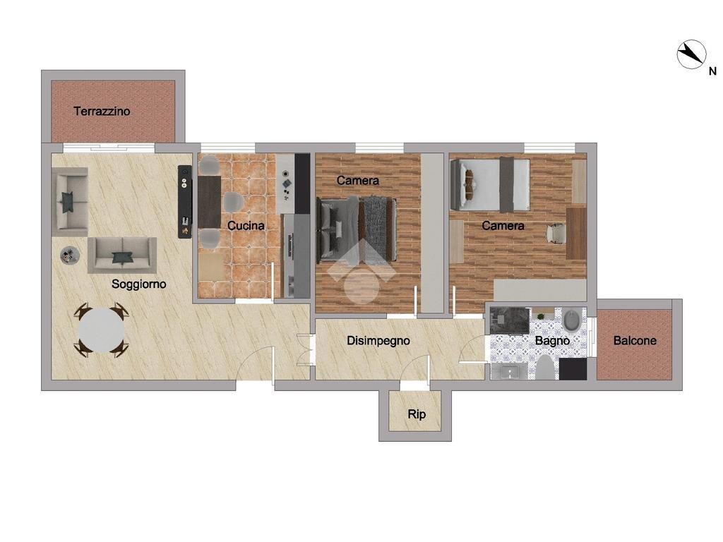 Three-room apartment Via Teobaldo Ciconi, Milano (neighborhood Inganni) - floor plans 1