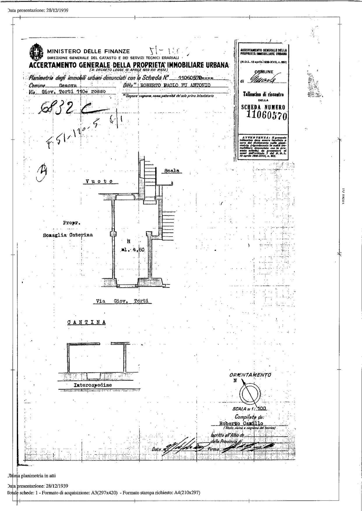 PLANIMETRIA - Attività Commerciale Via Giovanni Torti
 
110 ROSSO, Genova - planimetria 1
