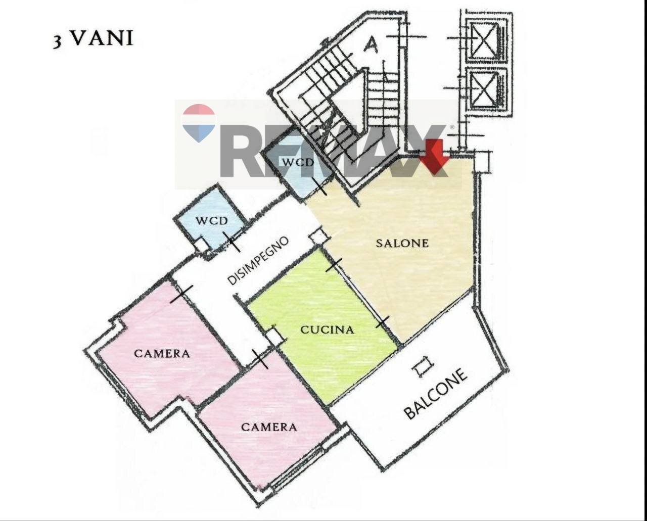 Pianta 2D - Four-room apartment Via Evangelista Di Blasi
 
91/93, Palermo - floor plans 1