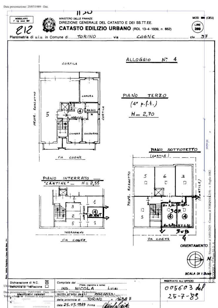 Three-room apartment via Cogne, 37, Torino (neighborhood Rebaudengo) - floor plans 1