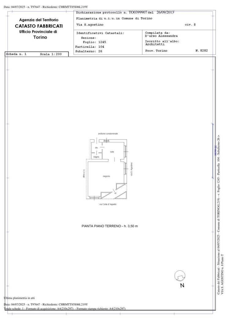 Negozio via Sant'Agostino, 8, Torino (zona Centro) - planimetria 1