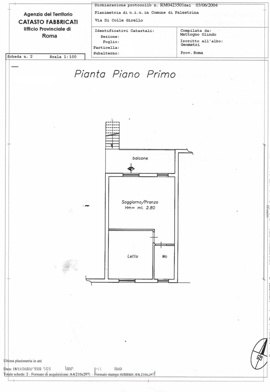 planimetria - Two-room apartment Via Colle Girello 15/B, Palestrina - floor plans 1