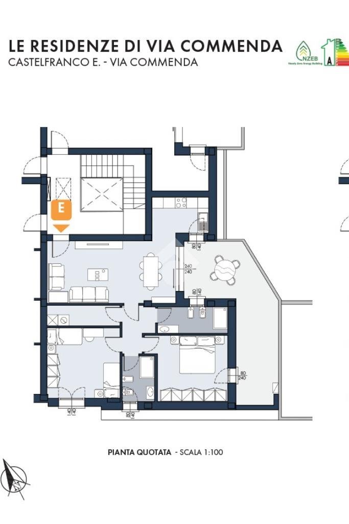 Three-room apartment Via Commenda, Castelfranco Emilia - floor plans 1