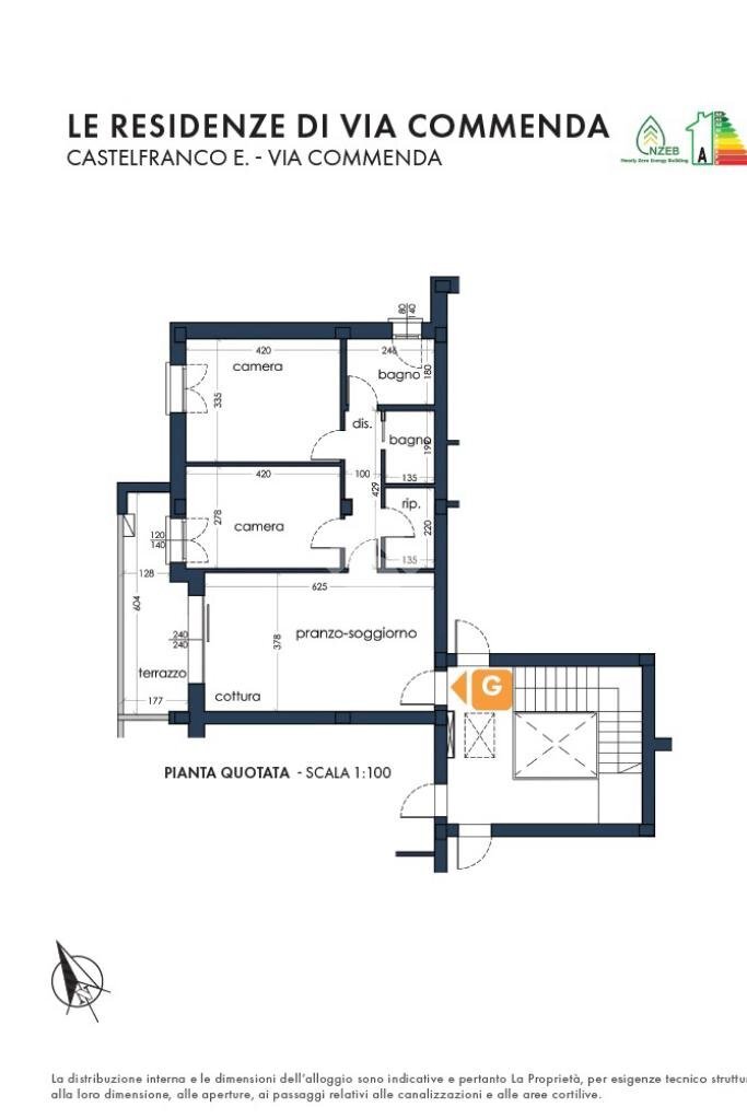 Three-room apartment Via Commenda, Castelfranco Emilia - floor plans 1