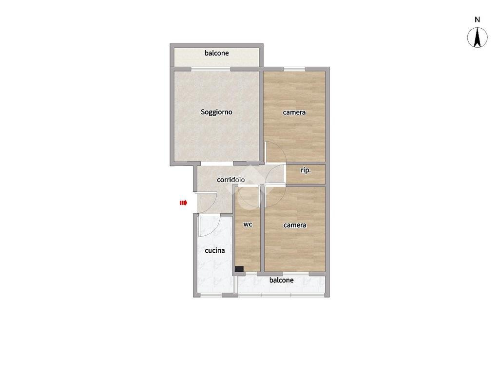 Three-room apartment Via Alex Visconti, Milano (neighborhood Gallaratese) - floor plans 1