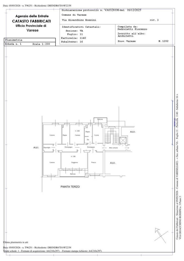 Four-room apartment via Gioacchino Rossini, 3, Varese - floor plans 1